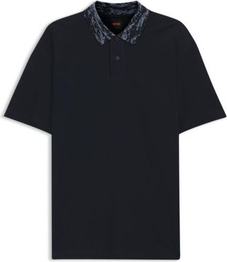 BOSS Cotton piqu&eacute; polo shirt with jacquard collar