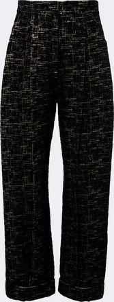 La DoubleJ Pleated boucl&eacute; Lurex barrel-leg pants