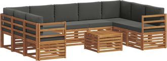 vidaXL Conjunto De Sof&aacute;s De Exterior 10 Uds. Natural Y Antracita Vidaxl