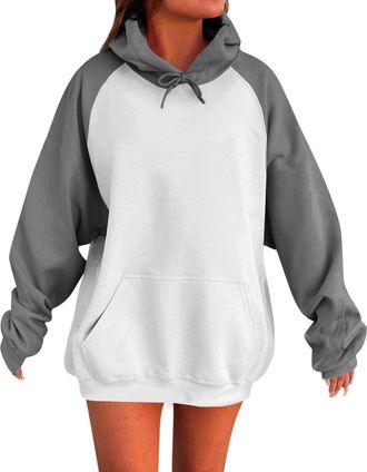 Generic Womens Casual Hoodies Color Block Long Sleeve Loose Fashion Ladies Sweatshirt Lightweight Soft Comfort Travel Pullover Top womens sweatshirts zip hood