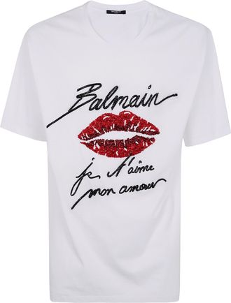 Balmain Balmain & Lips Embroid T-Shirt - Reg Fit