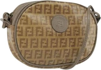 Fendi Pre-owned Cross Body Bags, female, Beige, Size: ONE SIZE Pre-owned Canvas Cross Body Bag