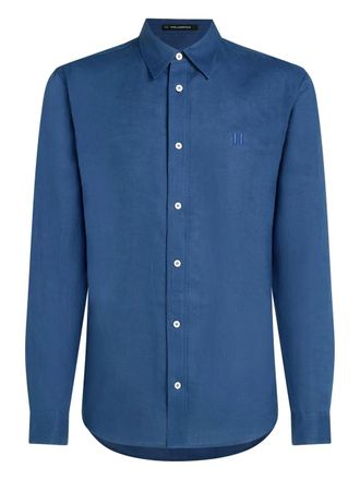 Karl Lagerfeld monogram-embroidered linen shirt - Blue