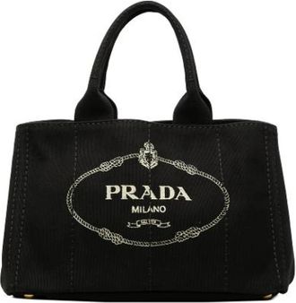 Prada Pre-owned Canvas Tote Bag - Dames - Vintage Shopper - Zwart - ONE Size - Leer - Vintage