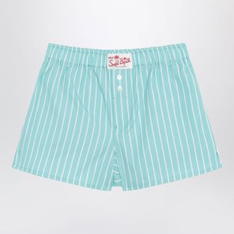 MC2 Saint Barth Aqua green striped cotton shorts