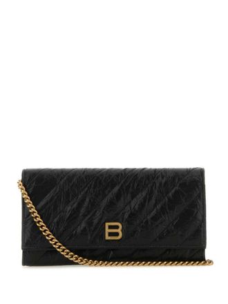Balenciaga Portafoglio trapuntato con placca logo - Nero
