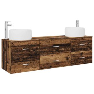 vidaXL Juego De Muebles De Ba&ntilde;o 3 Uds. Madera Envejecida Vidaxl