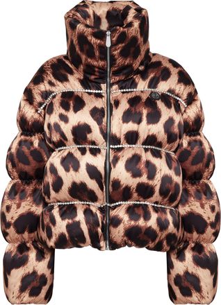 Philipp Plein Nylon Oversized Down Jacket Leopard
