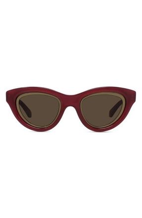 Loewe Anagram 53mm Cat Eye Sunglasses in Shiny Red /Brown at Nordstrom