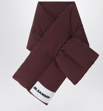 Jil Sander Plum padded scarf with logo