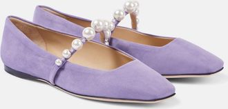 Jimmy Choo London Ade embellished suede ballet flats
