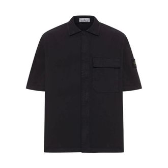Stone Island Short Sleeve Shirts, male, Black, Size: 2XL Short Sleeve Shirt