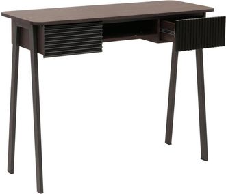 Hhg [nunca Usado] Mesa Consola Hhg-111, Mesa Para Tel&eacute;fono Mesa De Pasillo/mesa Auxiliar, Caj&oacute;n Mdf Melamina Metal 88x110x40cm, Aspecto Nogal