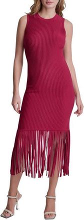 DKNY Fringe Sleeveless Sweater Dress in Rhythm Red at Nordstrom, Size X-Large