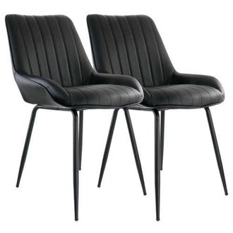 Elama 2 Piece Faux Leather Tufted Chair with Metal Legs in Black at Nordstrom