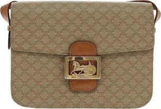 Celine Horse Carriage Beige Canvas Shoulder Bag (Pre-Owned)