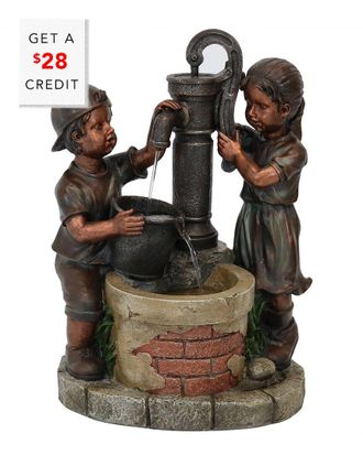 Sunnydaze Jack & Jill Water Pump and Well Outdoor Water Fountain 24in Feature with $28 Credit