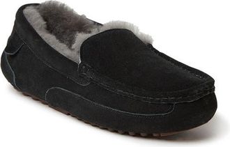 Dearfoams Fireside Melbourne Genuine Shearling Moccasin Slipper in Black at Nordstrom, Size 13M