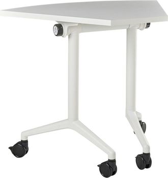 Beliani Escritorio Moderno Plegable Con Ruedas Mesa M&oacute;vil Port&aacute;til 90 X 64 Cm Estructura Met&aacute;lica Blanco Cavi