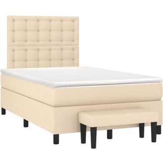 vidaXL Cama Box Spring Con Colch&oacute;n Tela Color Crema 120x200 Cm Vidaxl