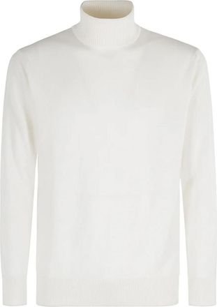 Eleventy Turtle Neck Sweater Tipping White And Beige