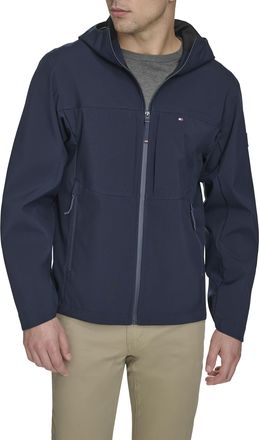 Tommy Hilfiger Mens Softshell Rain Hoody Jacket, Navy, M