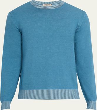 Fioroni Cashmere Mens Cotton and Cashmere Duvet Vanise Crewneck Sweater