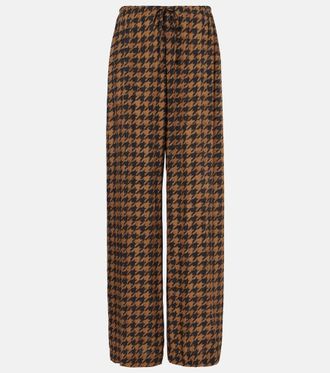 Dries Van Noten Houndstooth satin straight pants
