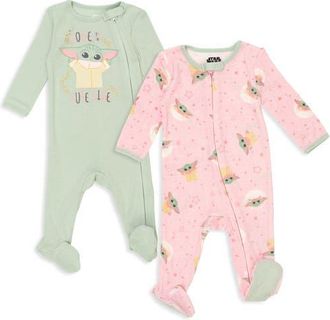 Star Wars The Mandalorian Grogu Baby Footed One Piece Sleep N Play in Mint Pink Grogu at Nordstrom, Size Newborn