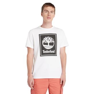 Timberland T-Shirt TIMBERLAND STACK LOGO Short Sleeve Tee, Herren, Gr. XXL, weiss (wei&szlig;), Jersey, Obermaterial: 100% Baumwolle, Rundhals, abgesteppt, Shirts T-Sh