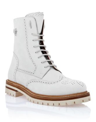 Philipp Plein Nubuck Boots Mid Flat Hexagon Men in White at Nordstrom, Size 39