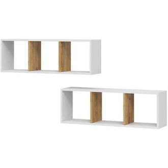 Vicco Estanter&iacute;a De Pared Tomy, Roble Blanco/dorado, 90 X 30 Cm Lote De 2