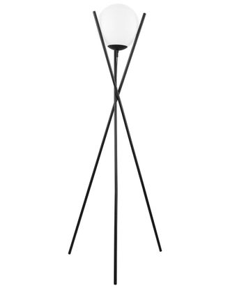 Eglo Eglo Salvezinas 1 Light Floor Lamp With Matte Black Finish & White Sphere Shade