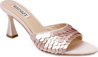 Badgley Mischka Winika Slide Sandal in Champagne Satin at Nordstrom, Size 7.5
