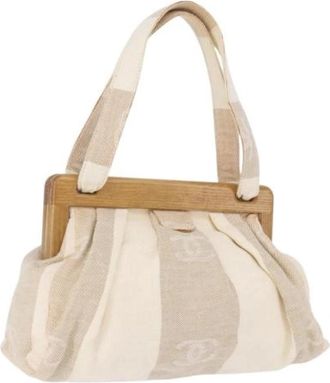 Chanel Pre-owned Vintage Canvas Hand Bag - Dames - Vintage Handtas - Beige - ONE Size - Vintage