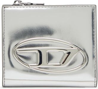 Diesel Bi-fold card holder in mirrored leather - Small Wallets - Woman - Silver