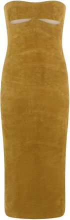 The Mannei Midi Jurk - Dames - Feestkleedjes - Geel - S - Leer - Kleedjes