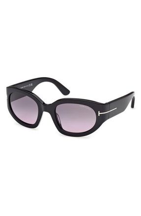 Tom Ford Arizona 53mm Gradient Rectangular Sunglasses in Black /Smoke To Purple Lens at Nordstrom