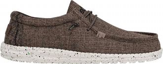 Hey Dude Mens Wally Eco Linen Comfort Shoe In Dark Brown