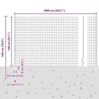Berkfield Home Euro Fence with 10 U Posts Silver 1, 4x10 m Steel