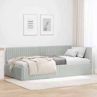 vidaXL Cornice Del Letto Ad Angolo Grigio Chiaro 100 Cm X 200 Cm Vidaxl