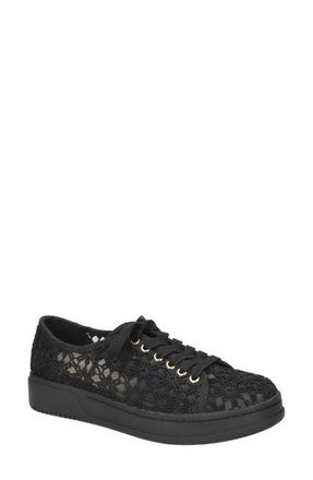 Bella Vita Abagale Lace Platform Sneaker in Black Flower Embroidery Mesh at Nordstrom, Size 6.5