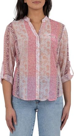 Kut from the Kloth Jasmine Chiffon Button-Up Shirt in Calla Vine at Nordstrom, Size X-Small