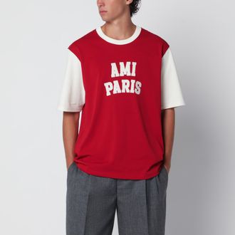 Ami T-shirt rosso rubino con ricamo logo