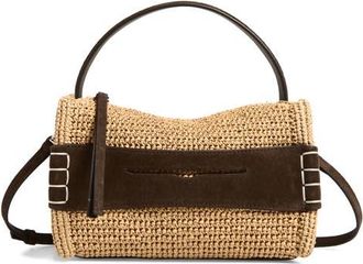 J.W.Anderson Small Loafer Raffia & Suede Handbag in Natural/brown 094 at Nordstrom