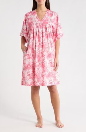 Papinelle Sleepwear Toile de Jouy Caftan Nightgown in Pink Lemonade at Nordstrom, Size Xx-Large