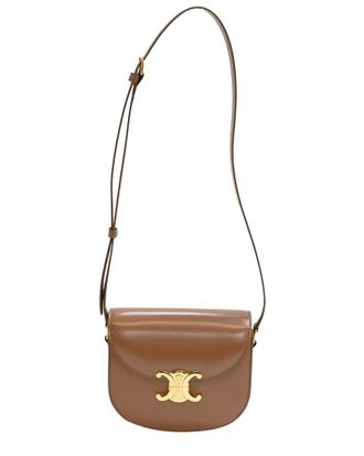 Celine Celine Brown Calf Leather Teen Besace Triomphe Flap Shoulder Bag (Authentic Pre-Loved)