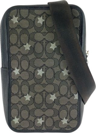 Coach Black Brown Leather Canvas Shoulder Bag Sling Bag (Pre-Owned)