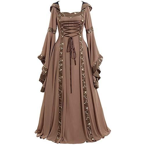 SoonerQuicker Robe Vintage Femme Manche Trompette- Robe Médiévale