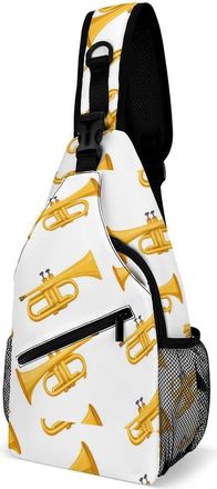 Generic Trumpet Pattern Mens Shoulder Bags Sling Crossbody Backpack Travel Hiking Chest Bag with Small Side 38x20cm